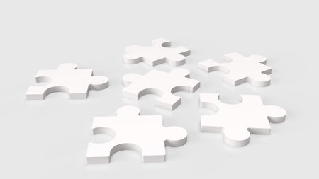 white jigsaw for abstract or business concept  3d renderingの写真素材