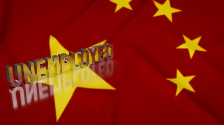 unemployed on Chinese flag for business concept 3d rendering
