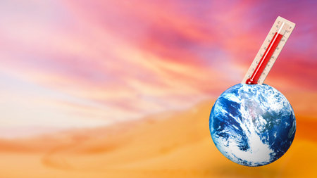 thermometer and earth for eco or Climate change concept 3d rendering