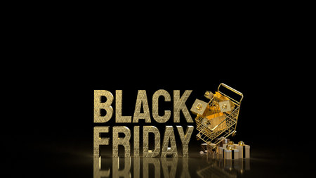 gold shopping cart for Black Friday concept 3d renderingの写真素材