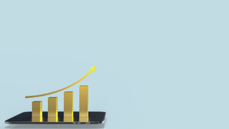gold chart on tablet for business concept 3d renderingの写真素材