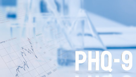 phq 9 or patient health questionnaire 9 for medical or sci concept 3d renderingの写真素材