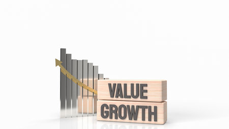 word  value and growth on wood  for business concept 3d renderingの写真素材