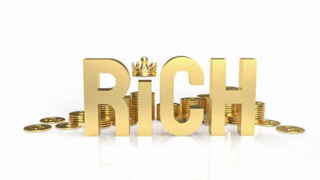 gold rich and coins for business concept 3d rendering