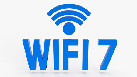blue wifi 7 on white background  for technology concept 3d renderingの写真素材