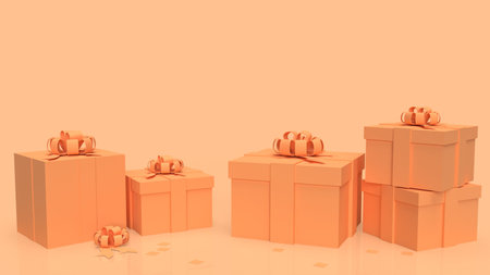 orange gift box on white background  3d rendering