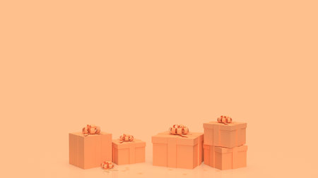 orange gift box on white background  3d rendering