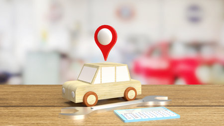 The car and tool for auto service  3d renderingの写真素材