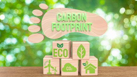carbon footprint for eco concept 3d renderingの写真素材