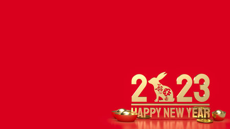 2023 gold for year of the rabbit 3d renderingの写真素材