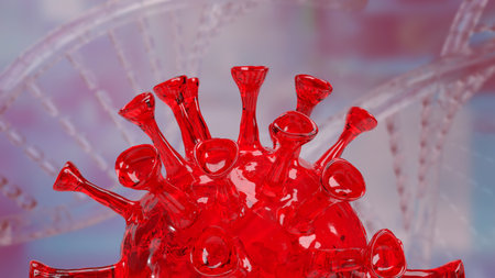 The red virus on sci background  3d renderingの写真素材
