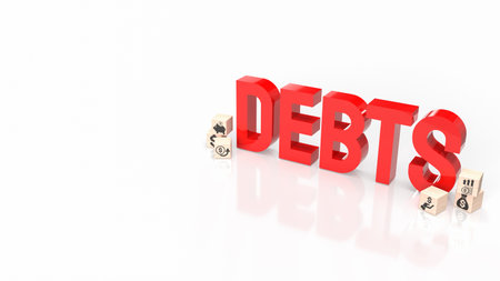 red  debts text on white background  3d renderingの写真素材