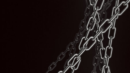 chain on black background  for abstract or business concept 3d renderingの写真素材