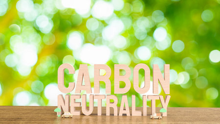 wood  carbon neutrality word for eco or  ecology concept 3d renderingの写真素材