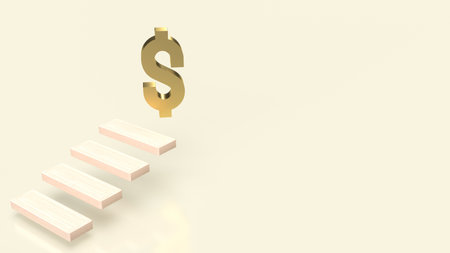 Make money, Business image, wood stairs to the gold dollar symbol 3d renderingの写真素材
