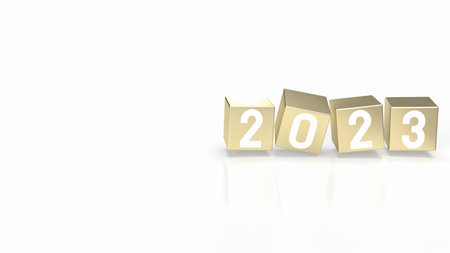 2023 gold cube for holiday or new year concept 3d rendering