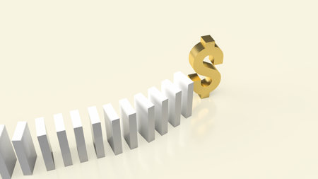 Make money, Business image, white domino and gold dollar symbol 3d renderingの写真素材