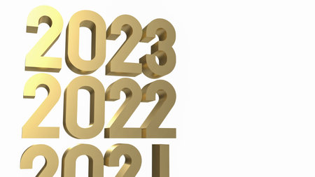 The gold number 2023 on white background  3d rendering