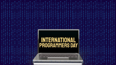 gold  international programmers day on notebook for holiday or technology concept 3d rendering