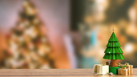 Christmas tree and gift box for holiday concept 3d renderingの写真素材
