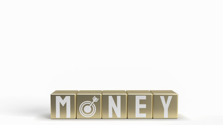 money word on gold cube on white background for business concept 3d renderingの写真素材