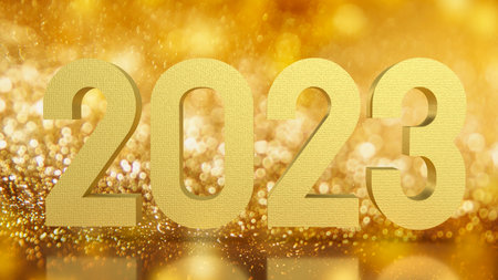 2023 gold number for new year or celebration  concept 3d renderingの写真素材