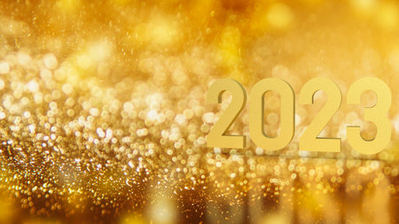 2023 gold number for new year or celebration  concept 3d renderingの写真素材