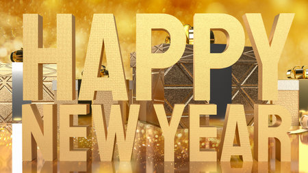 gold happy new year on bokeh for holiday concept 3d renderingの写真素材