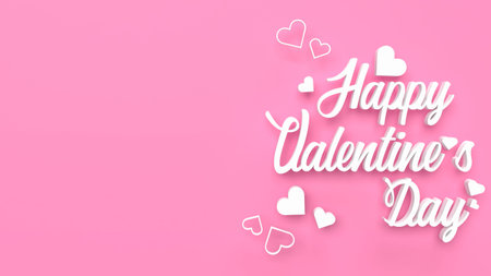 white happy valentine day on pink background  for holiday concept 3d rendering