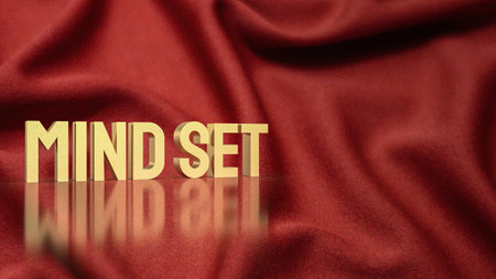 The gold mind set on red silk for abstract concept 3d renderingの写真素材
