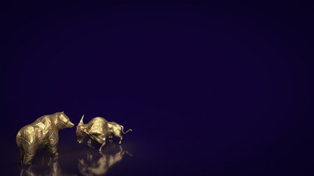 bull and bear gold for business concept 3d renderingの写真素材