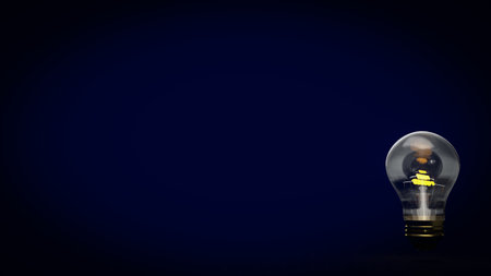 The light bulb for business or idea concept, light bulb in the dark for hope or education concept 3d renderingの写真素材