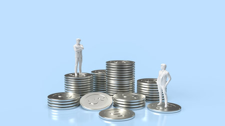 business man and coins for earn or finance concept 3d renderingの写真素材