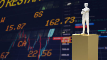 Business on gold podium for challenge concept 3d rendering