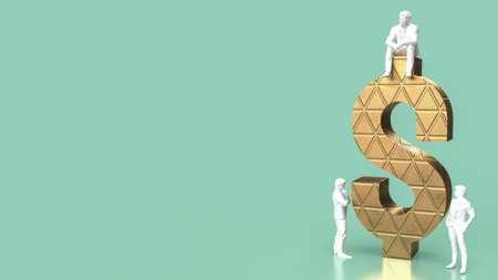 man and gold dollar symbol for business concept 3d renderingの写真素材