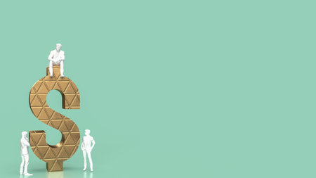 man and gold dollar symbol for business concept 3d renderingの写真素材