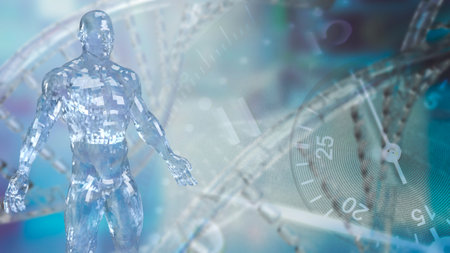 human and cell background for sci or medical concept 3d renderingの写真素材