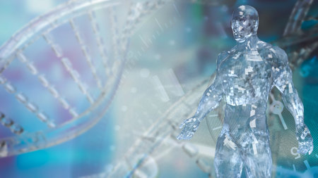 human and cell background for sci or medical concept 3d renderingの写真素材