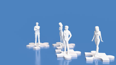 people on jigsaw puzzle for business Team concept 3d renderingの写真素材