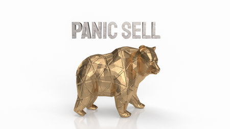 Bear and Panic sell text for Business Crisis concept 3d renderingの写真素材