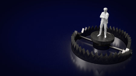 The man on Bear Trap for Business concept 3d renderingの写真素材