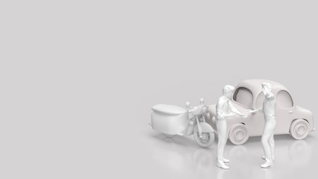The accident car and bike for insurance concept 3d renderingの写真素材