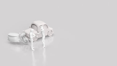 The accident car and bike for insurance concept 3d renderingの写真素材