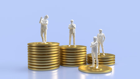 Business man and coins for finance or money concept 3d renderingの写真素材