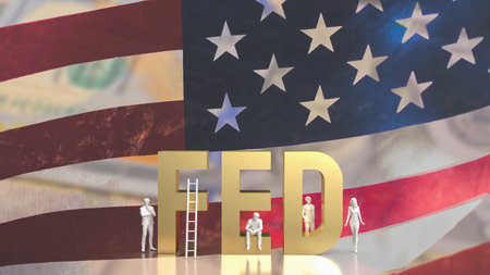 Wood tex fed and figure on Business background 3d renderingの写真素材