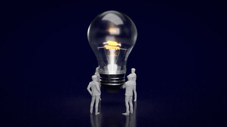 The light bulb and business man 3d renderingの写真素材