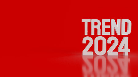 Text trend 2024 on red background  3d rendering