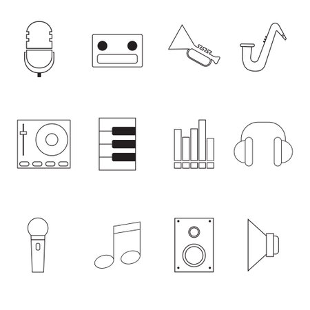 Music icon bundle set vector imageのイラスト素材