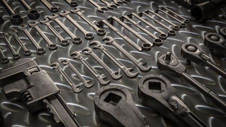 The tool equipment for garage concept 3d rendering