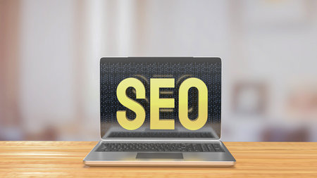 SEO on Notebook for Business or technology concept 3d rendering